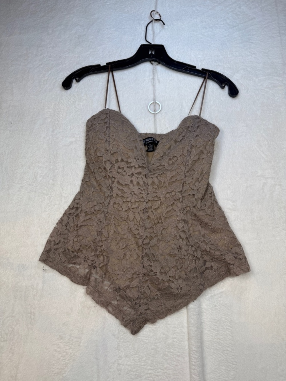 Revamped Crop Top Womens Size Small Tan Lace Y2L Boho Clubwear Hippie - Picture 2 of 7